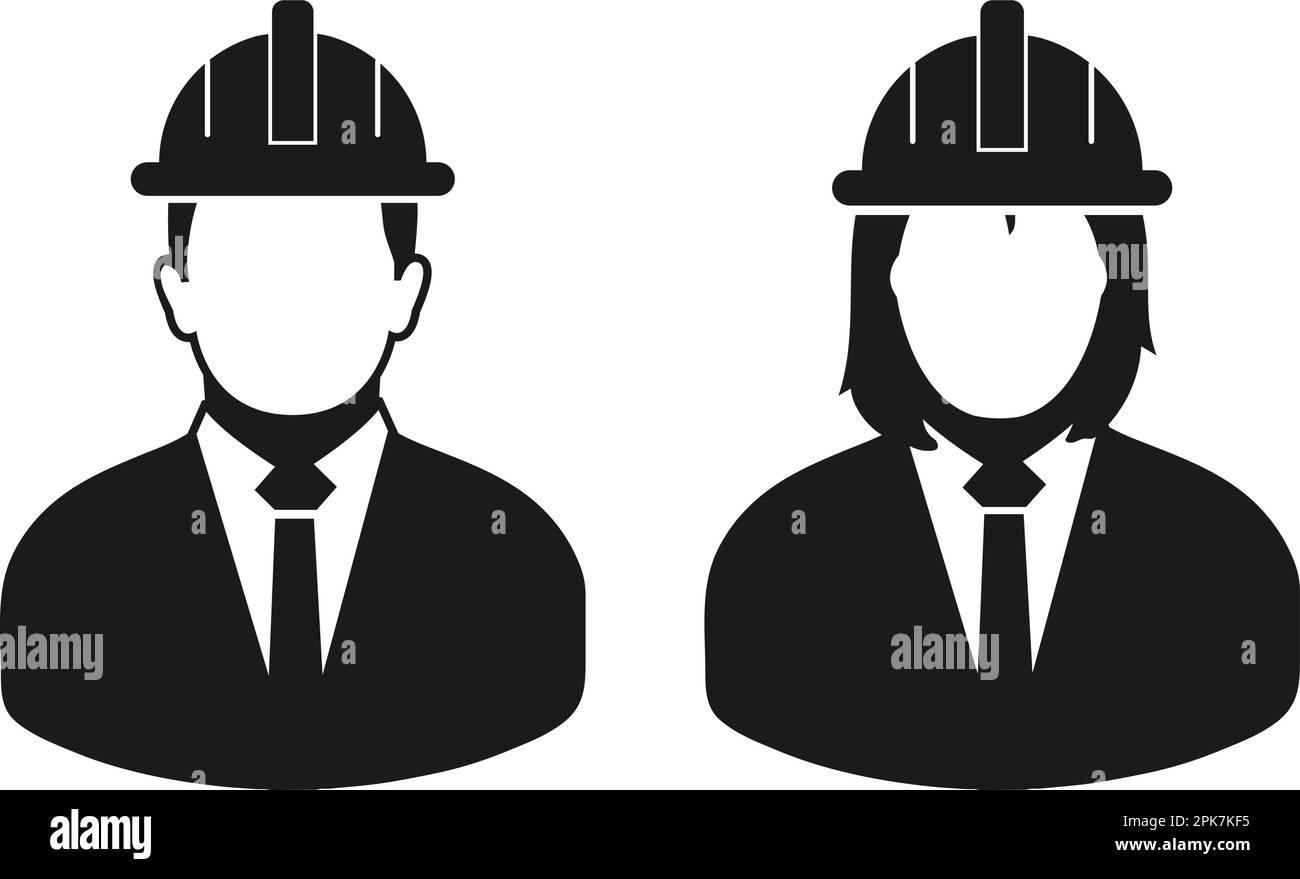 Engineer Couple Icon. Flat style vector EPS. Stock Vector