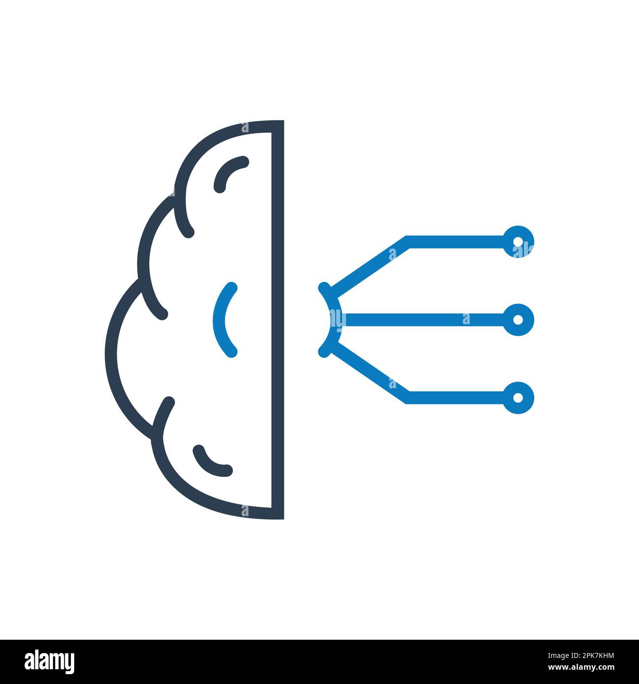 Artificial Intelligence (AI) line Icon. Brain and Chips Sign. Editable Vector Symbol Illustration. Stock Vector
