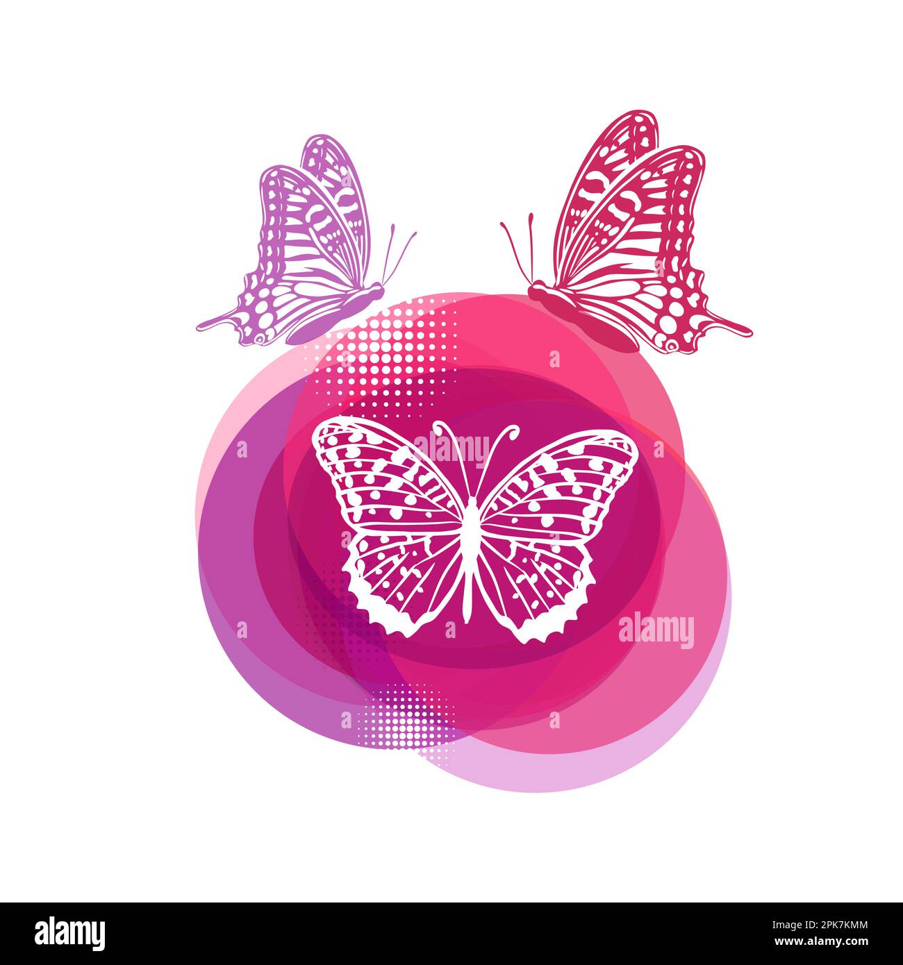 Logo pink abstraction with a butterfly. Vector illustration Stock Vector