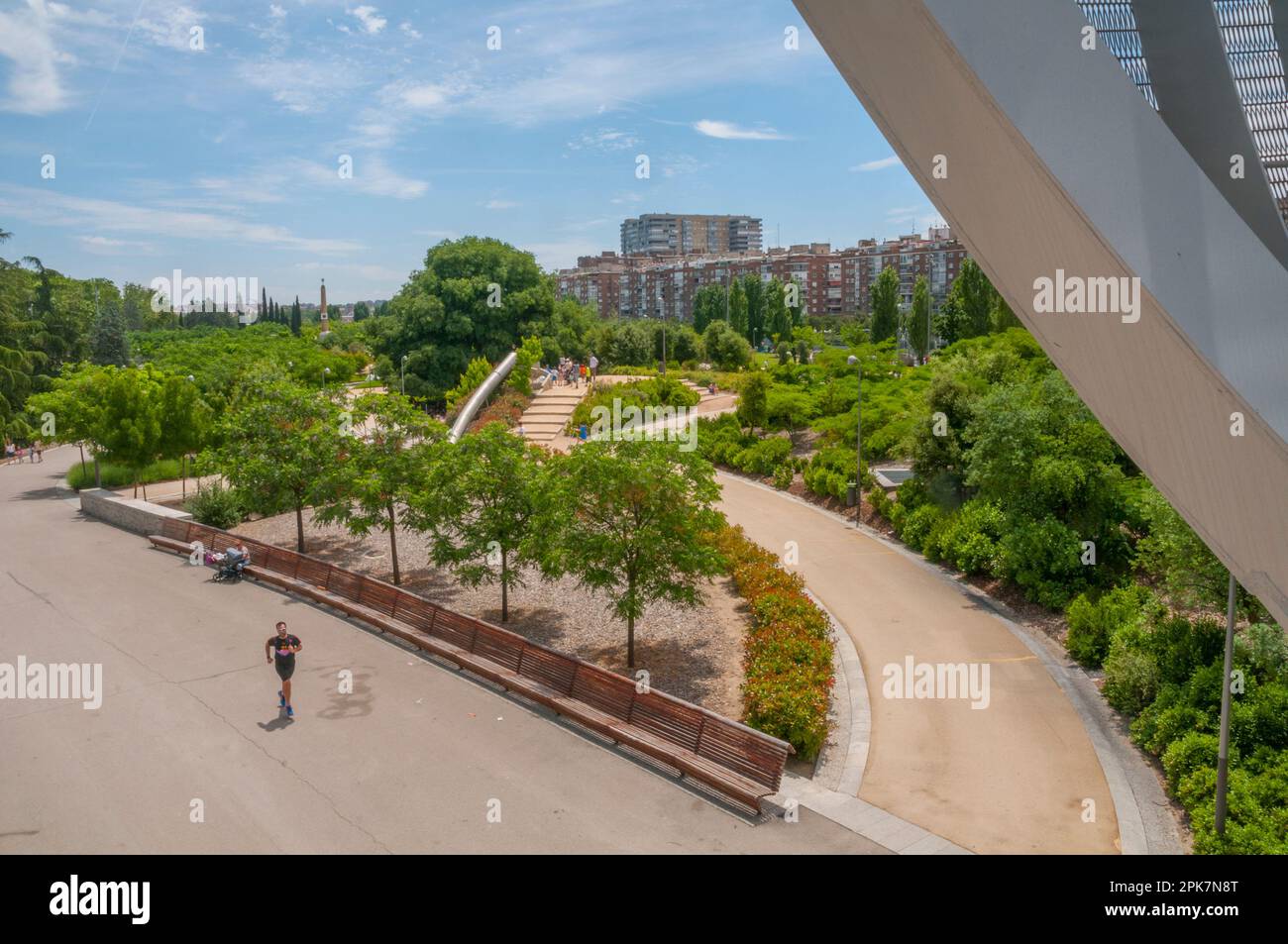 Overview. Madrid Rio park, Madrid, Spain. Stock Photo