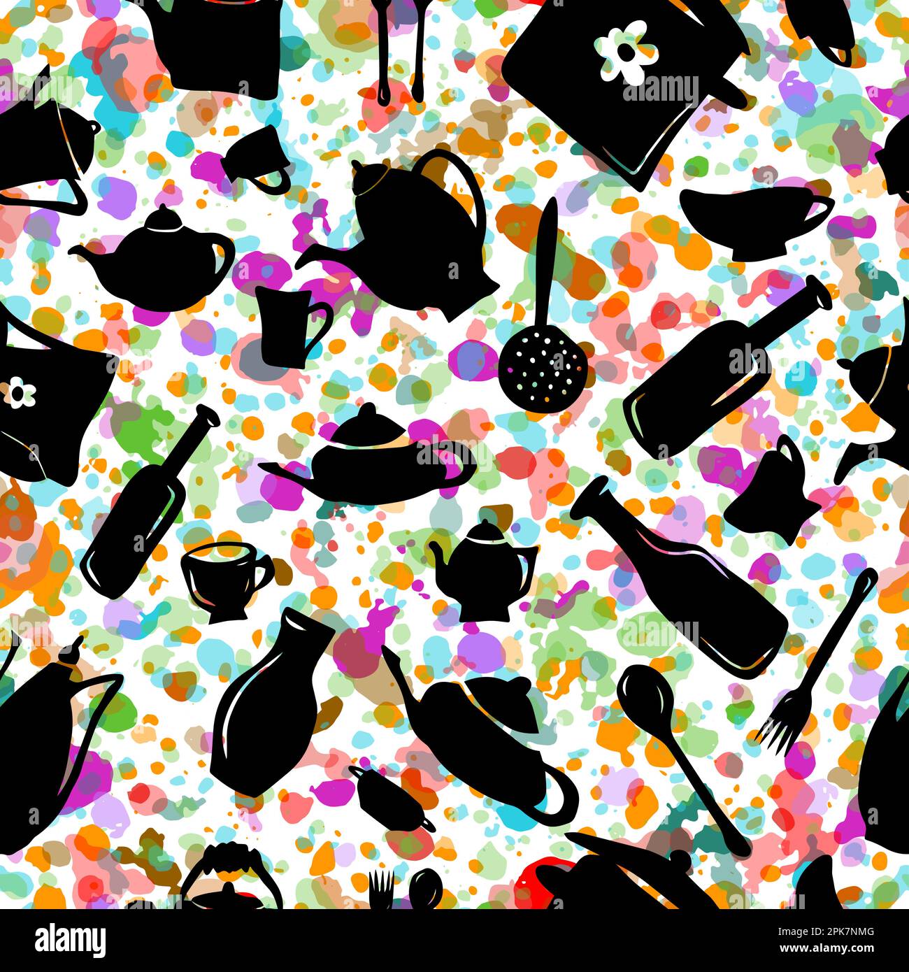 Kitchenware seamless pattern. Vector illustration Stock Vector