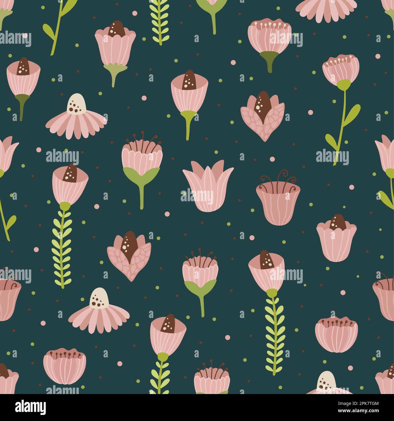 Seamless vector floral pattern, spring, summer backdrop. Hand drawn ...