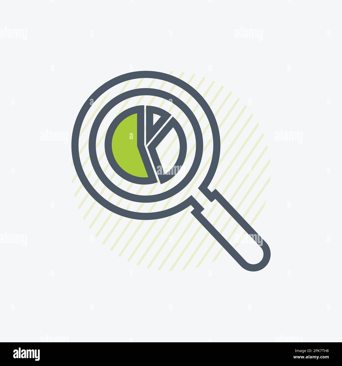 Business Data Analysis Line Icon with Magnifying Glass and Pie Chart ...