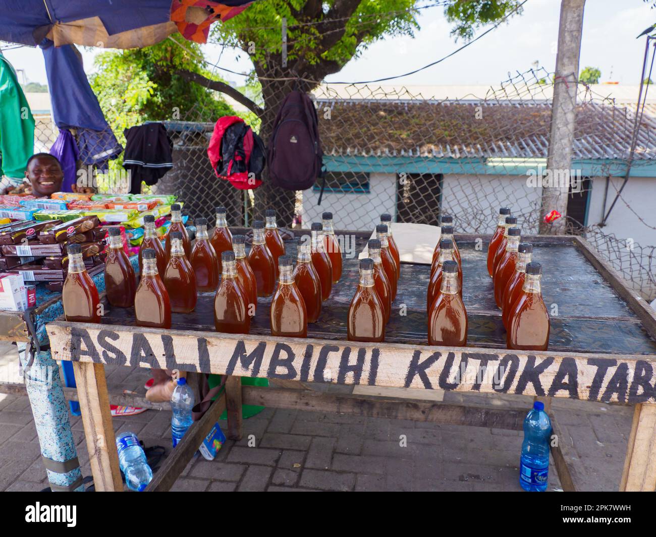 Raw honey from kutatatab in Kivukoni Market. Dar es Salaam, Tanzania