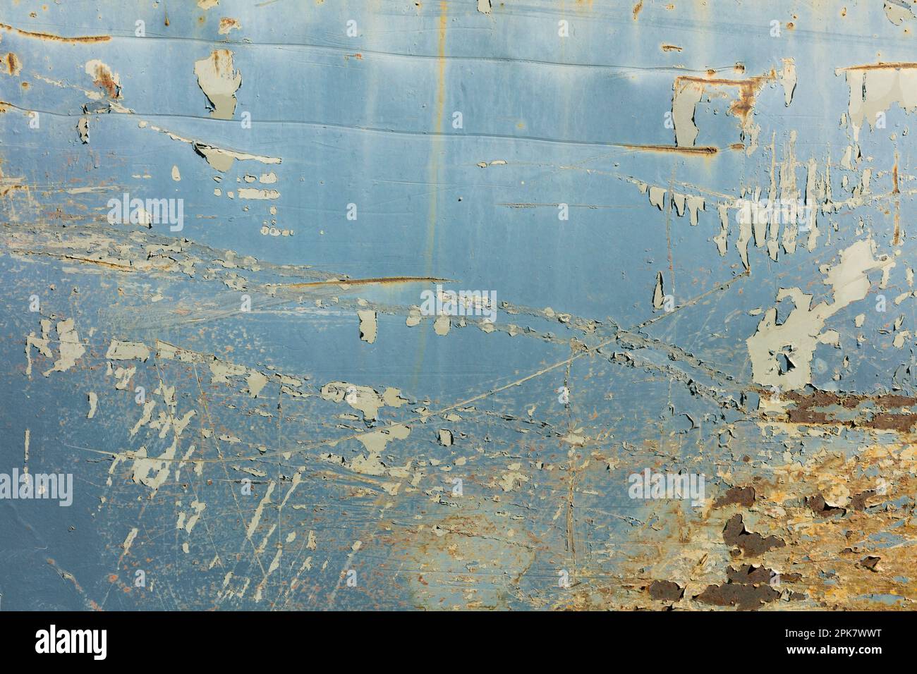 Marks and rust patterns on metal containers, close up. Stock Photo