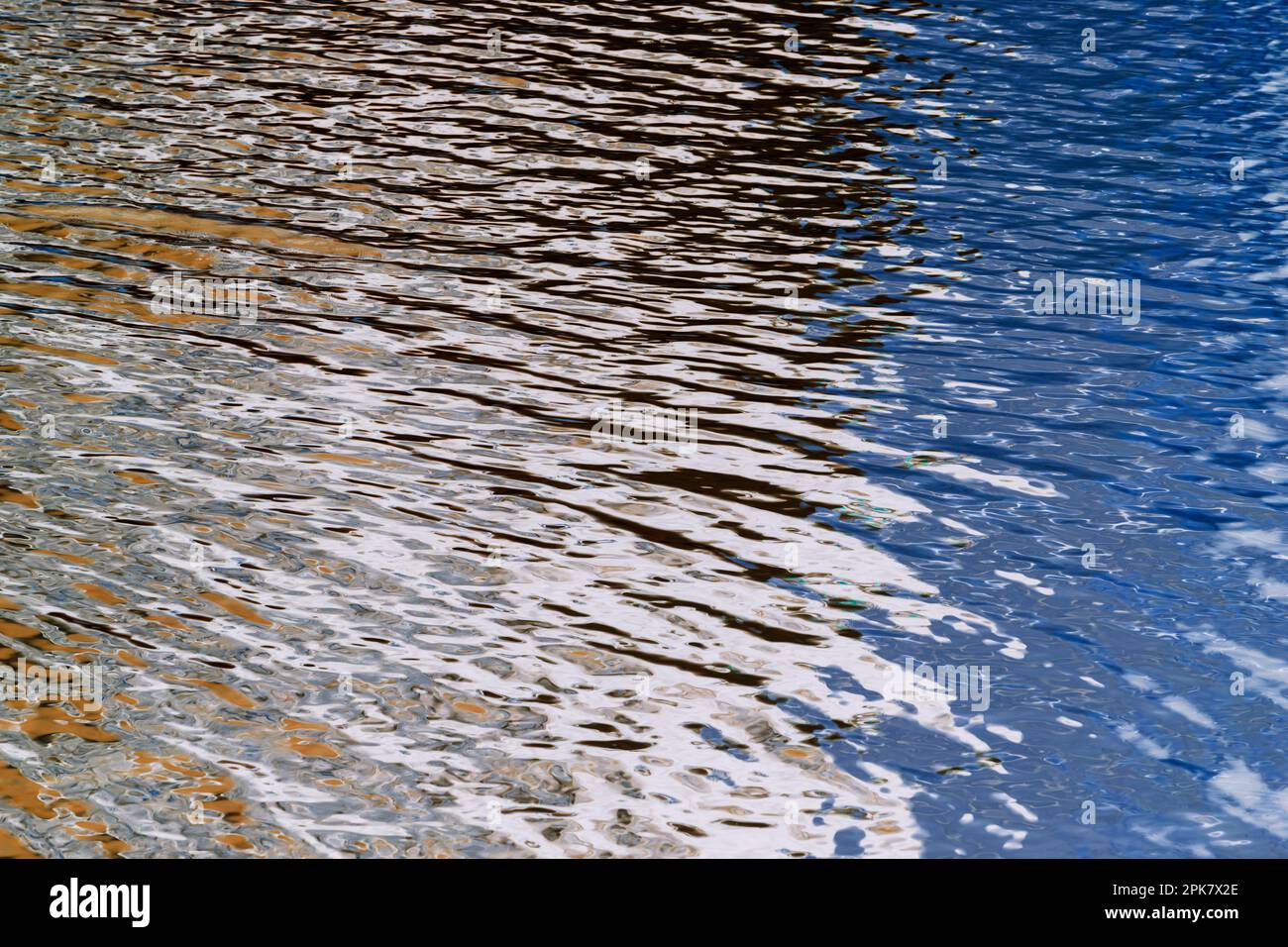 River water surface details, reflections and abstracts, ripples and patterns. Stock Photo