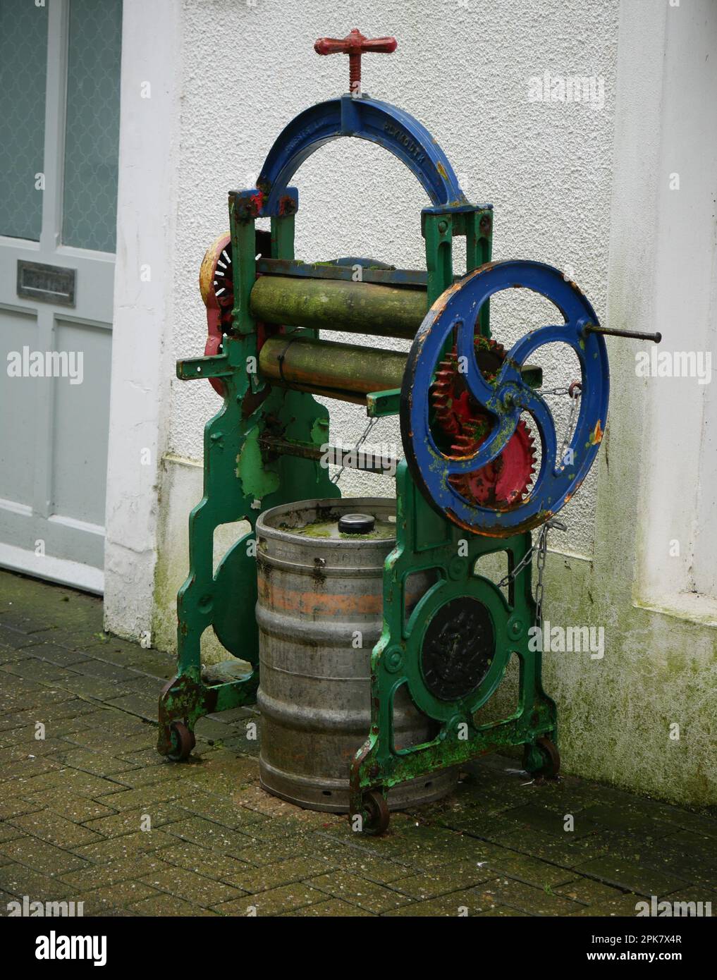 Old fashioned vintage washing mangle Stock Photo