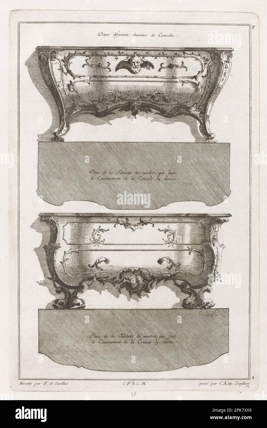 Livre de diferent dessein de Comodes 1745 by Jean-Francois Cuvillies Stock Photo