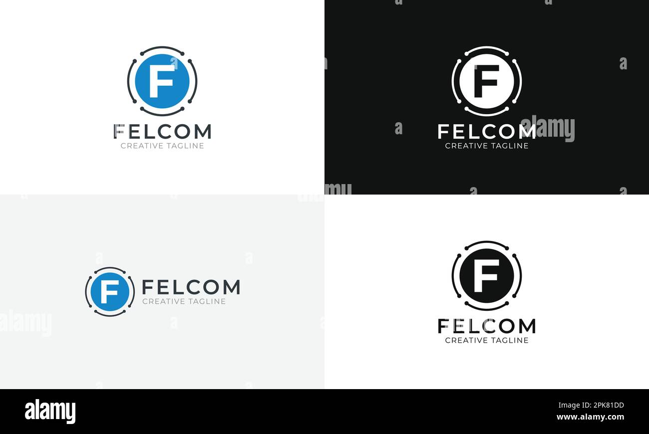 Felcom F Letter Logo Stock Vector