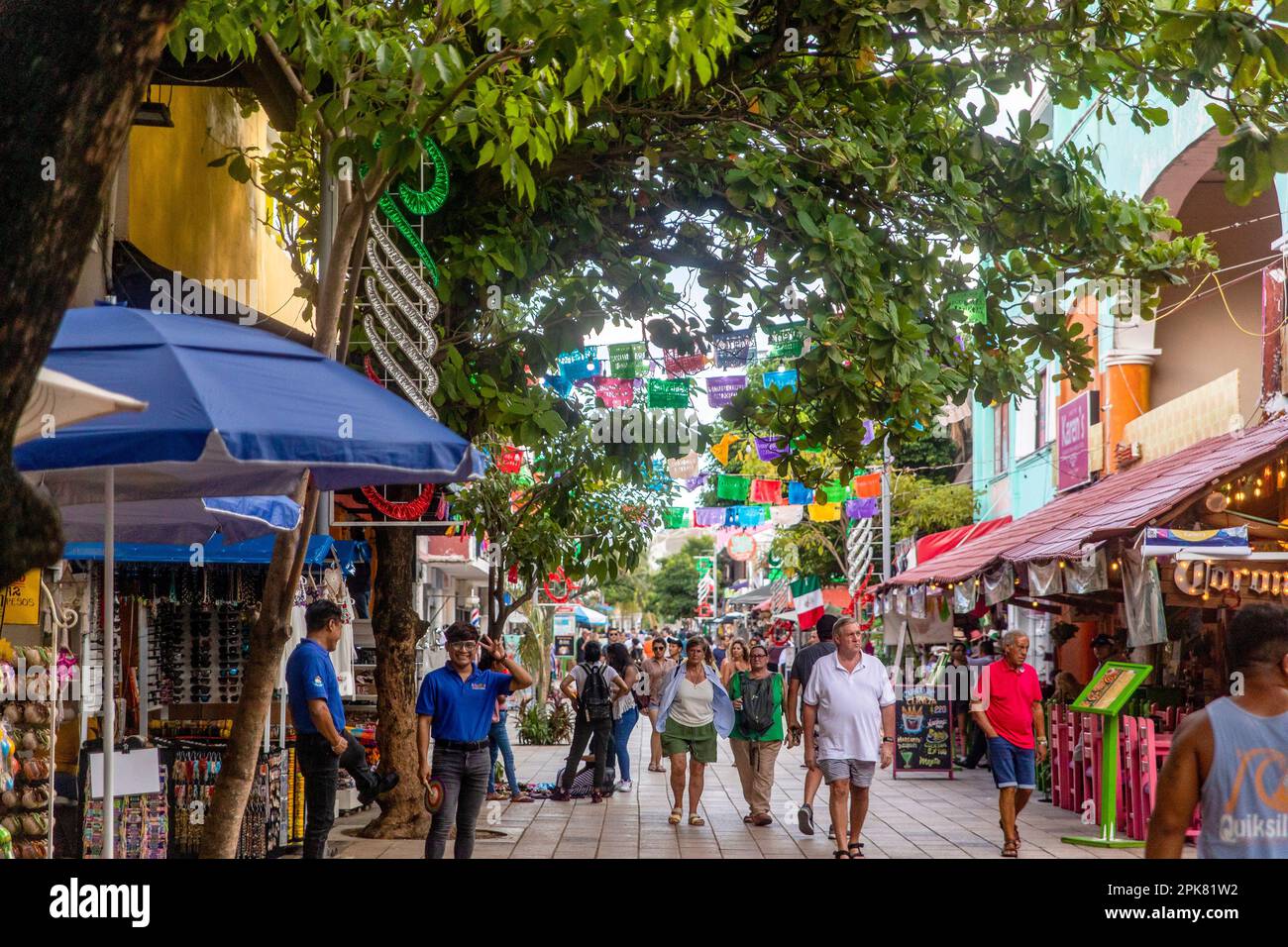 Playa del Carmen, Mexico, April 2, 2023 The fifth avenue of the