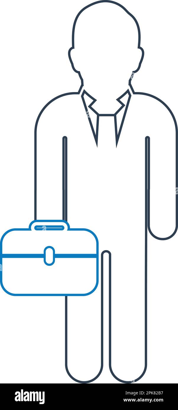 Businessman line Icon with briefcase on hand. Editable vector EPS. Stock Vector
