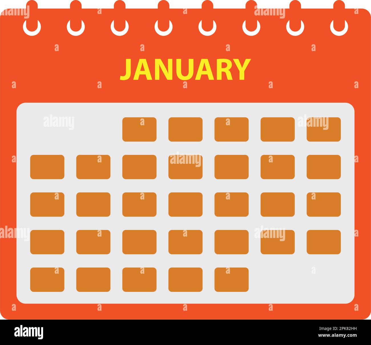 January Calendar Icon Set. Flat style vector EPS Stock Vector Image