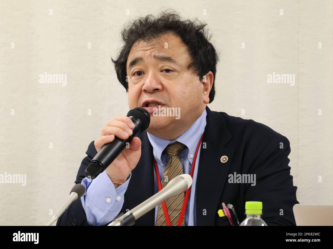 Tokyo, Japan. 6th Apr, 2023. Japanese lawyer Shoichi Ibusuki speaks as
