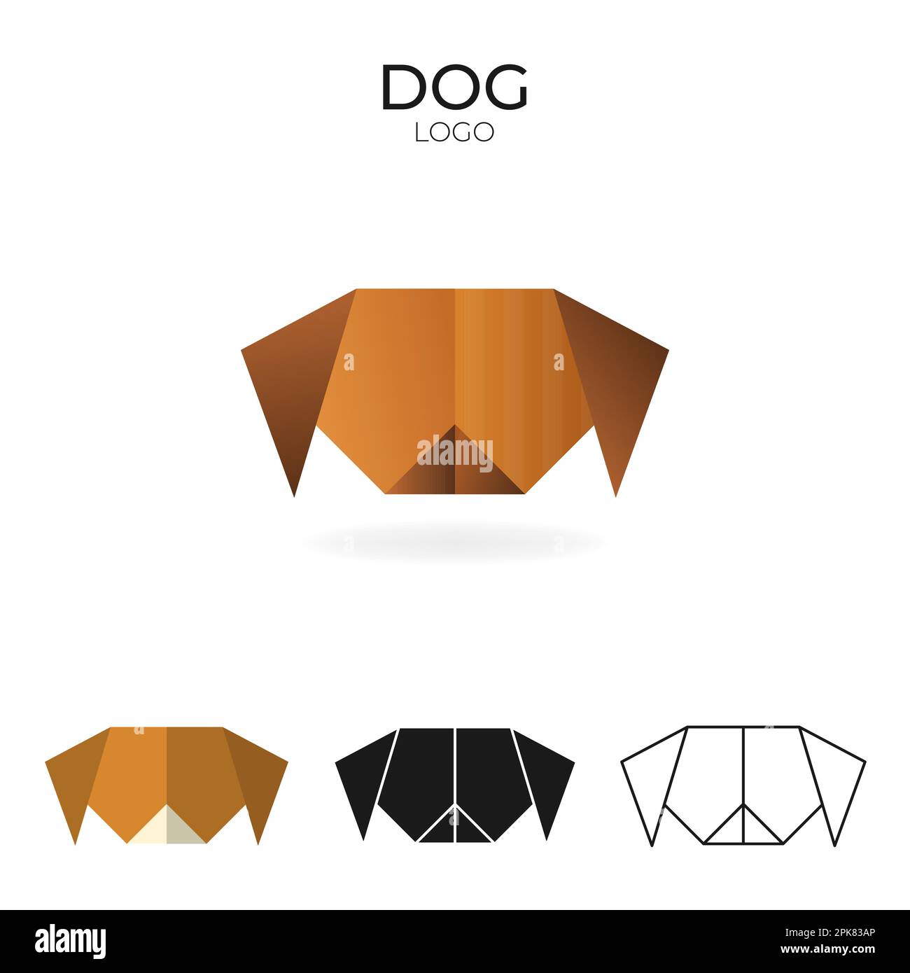 Origami vector logo and icon with dog.  Stock Vector