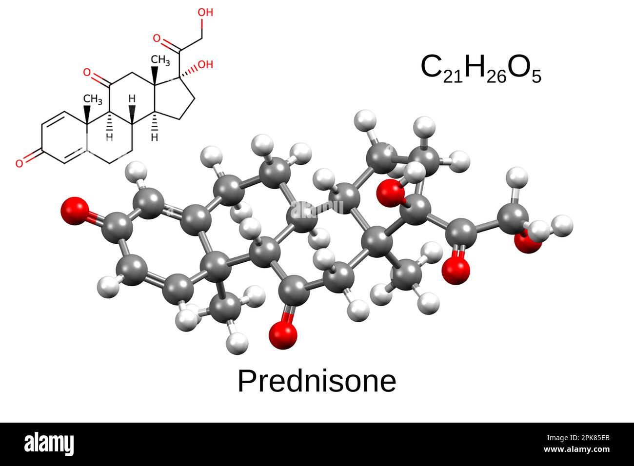 Chemical formula, skeletal formula and 3D ballandstick model of the