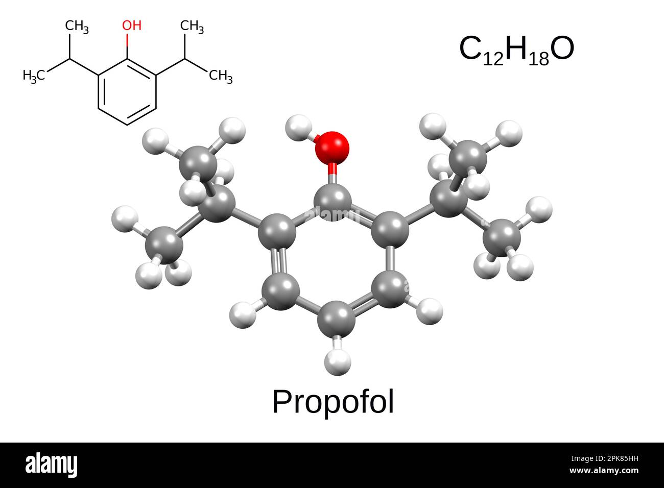 Chemical formula, skeletal formula and 3D ball-and-stick model of ...