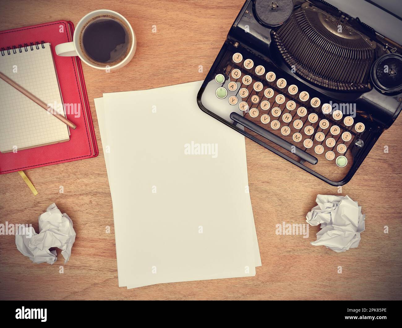 Old office desk above view hi-res stock photography and images - Alamy