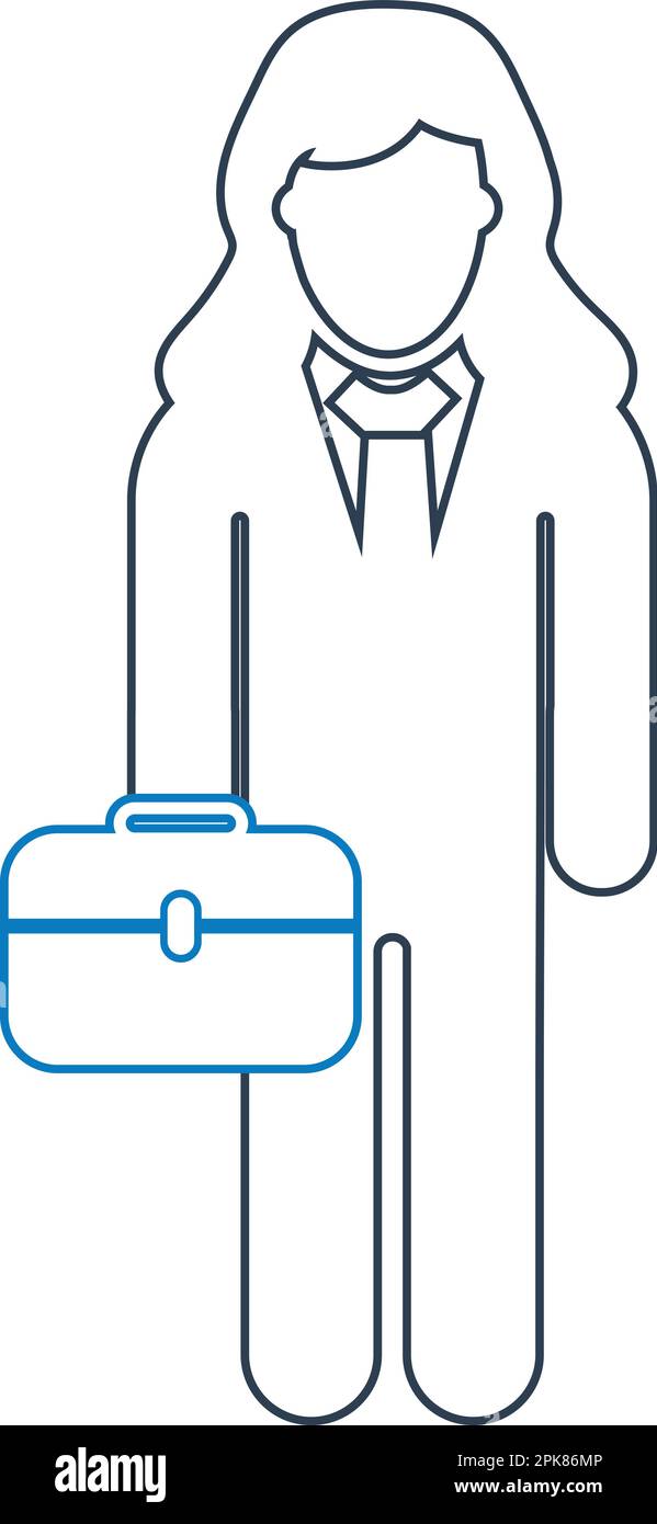 Businessman line Icon with briefcase on hand. Editable vector EPS Stock ...