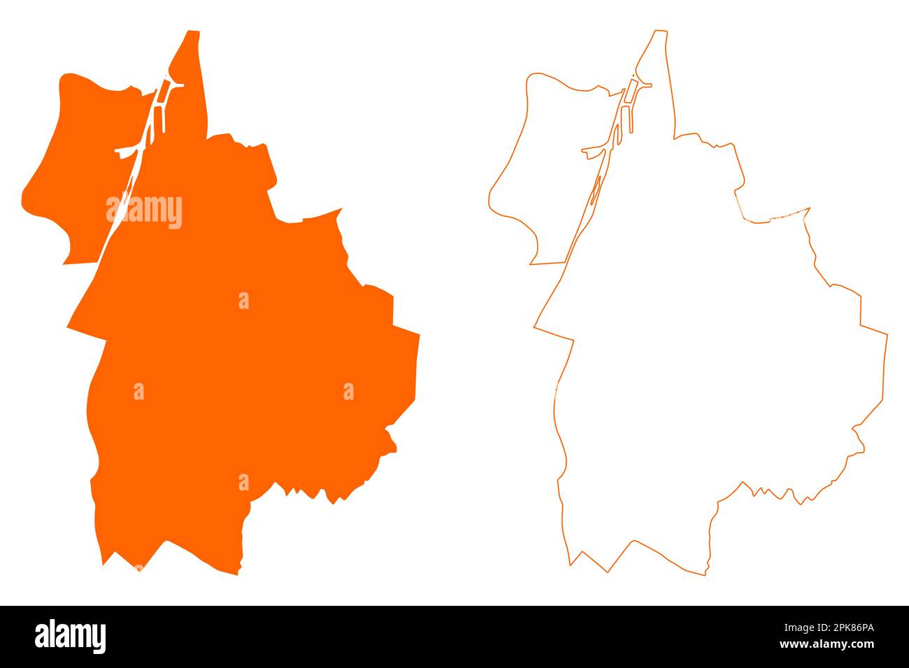 Sittard-Geleen municipality (Kingdom of the Netherlands, Holland, Limburg province) map vector illustration, scribble sketch Zittert-Gelaen map Stock Vector