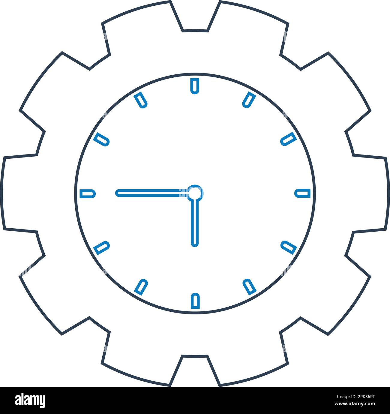 Time line Icon with Clock and gear symbol. Stock Vector