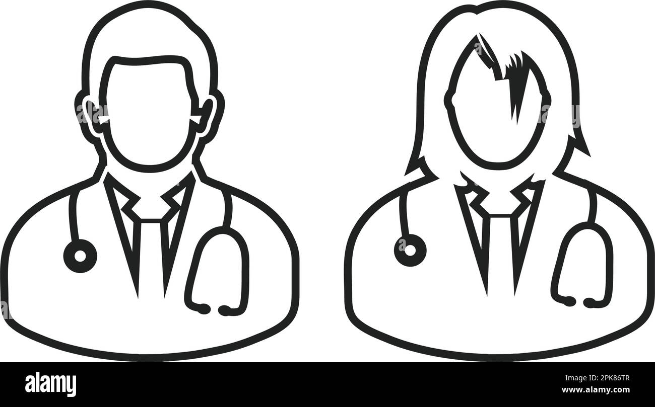 Male and Female doctor line icon. Editable vector EPS Stock Vector ...