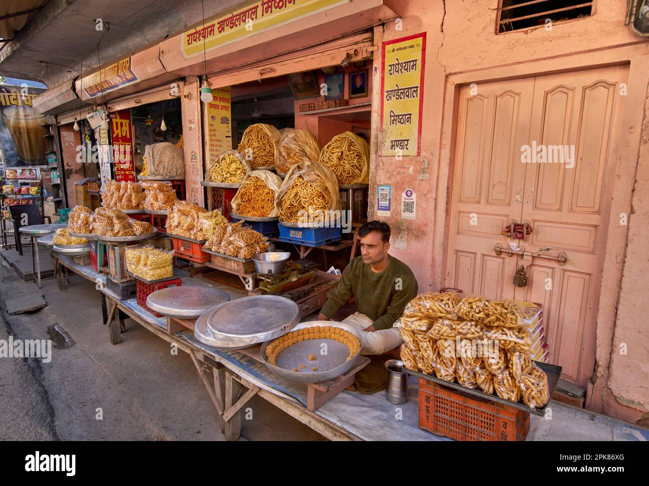 Namkeen snack food shop, Amer India Stock Photo Alamy