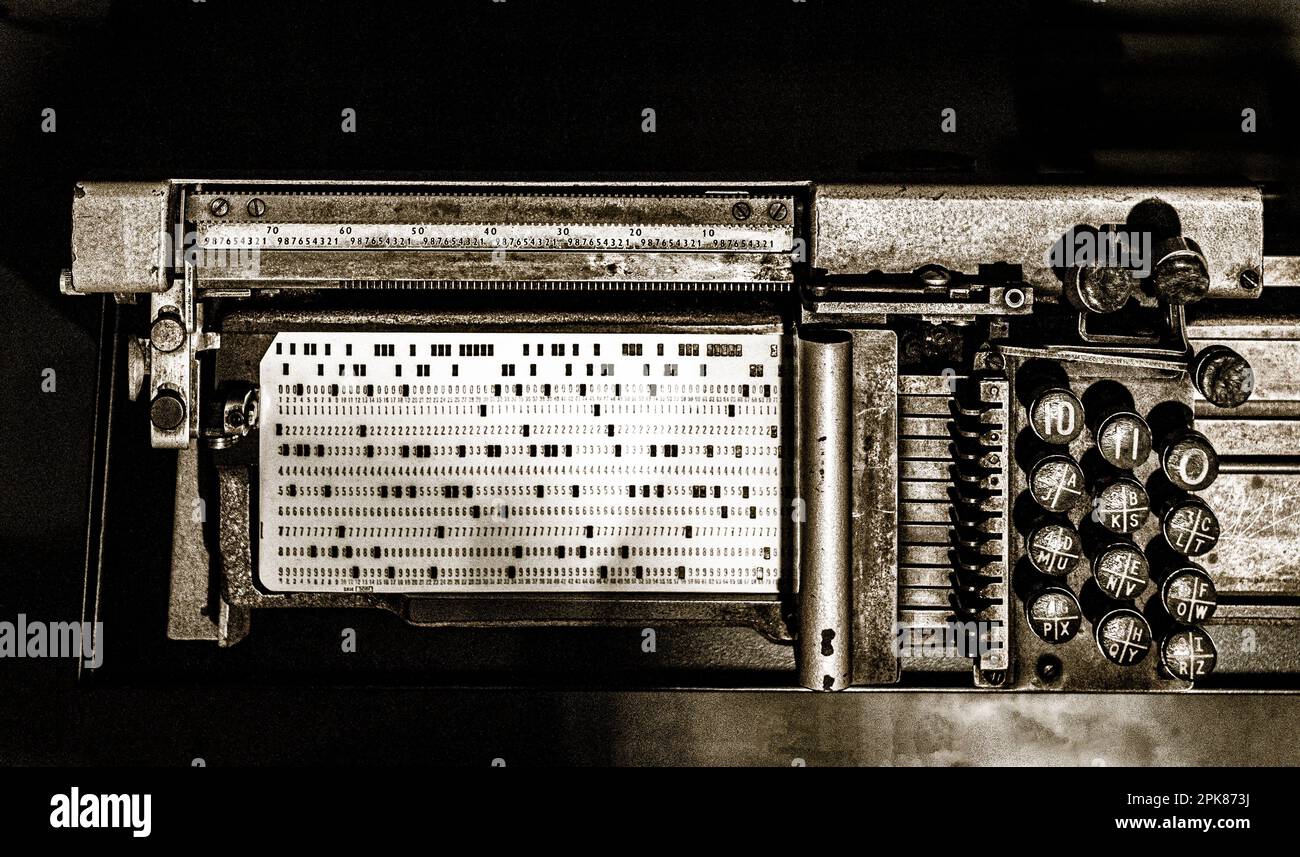 'Hollerith; punch card machine at The intelligence factory at Bletchley Park Stock Photo