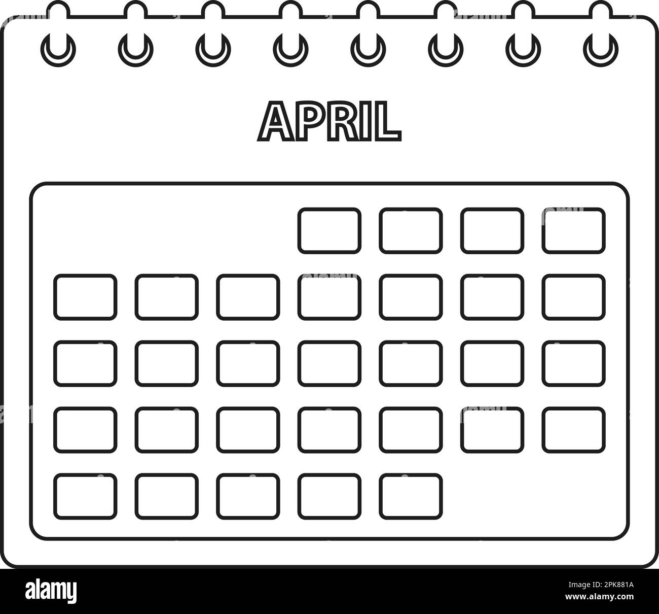 April Calendar Line Icon Editable Vector EPS Stock Vector Image Art