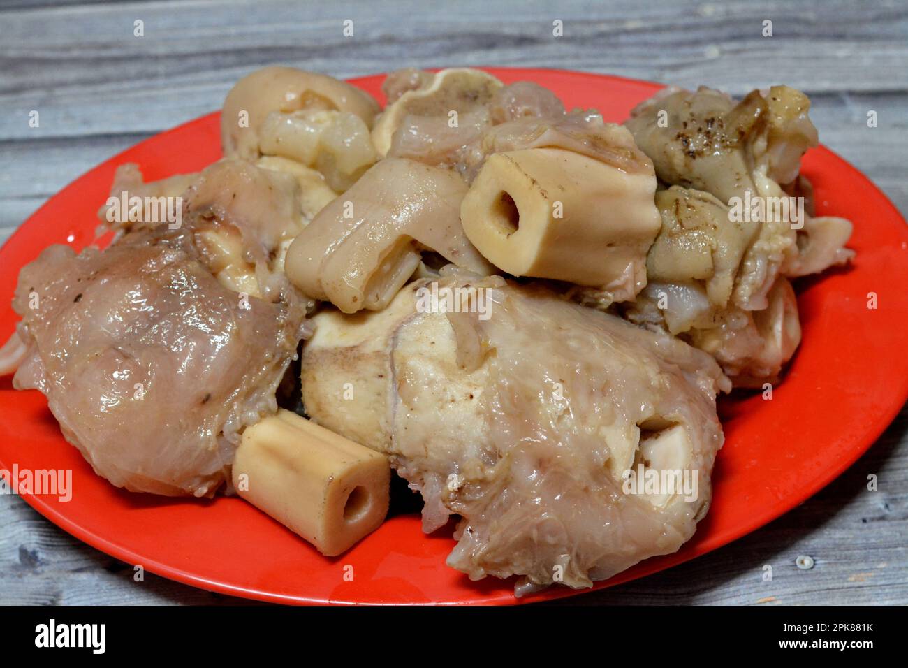 Arabic Egyptian cuisine of kawareh trotters and knee boiled with soup