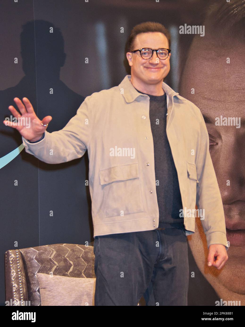 Tokyo, Japan. 06th Apr, 2023. Winner of the 95th Academy awards best actor, Brendan Fraser attends a press conference for the film 'The Whale' in Tokyo, Japan on Thursday, April 6, 2023. Photo by Keizo Mori/UPI Credit: UPI/Alamy Live News Stock Photo