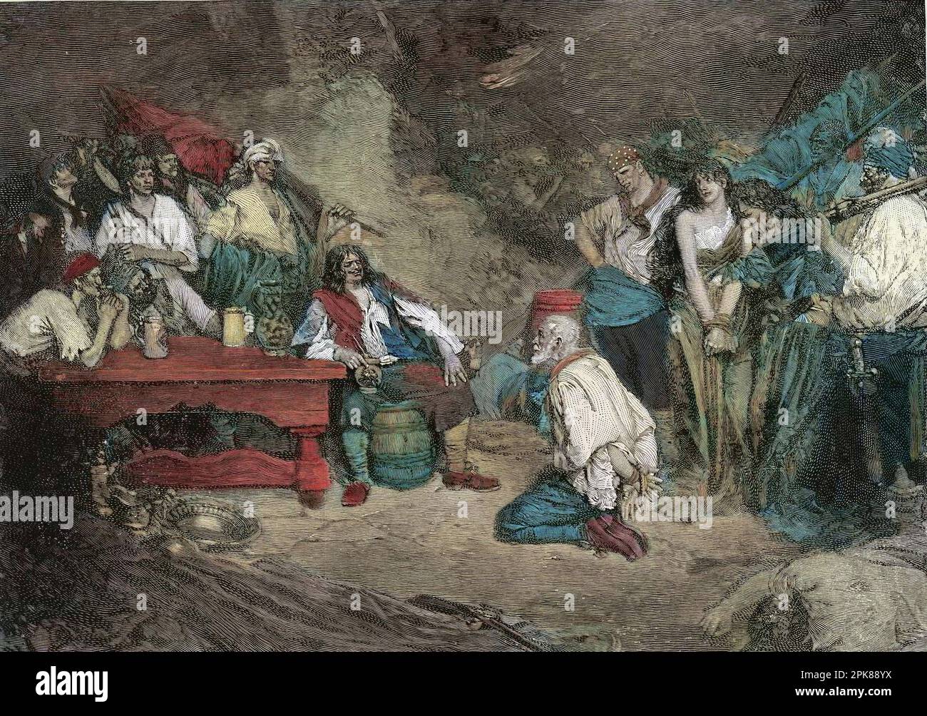 Sir Henry Morgan (1653-1688) at Porto Bello after 'Buccaneers and Marooners of the spanish Main' - Howard Pyle (1853 - 1911), 1888 Stock Photo