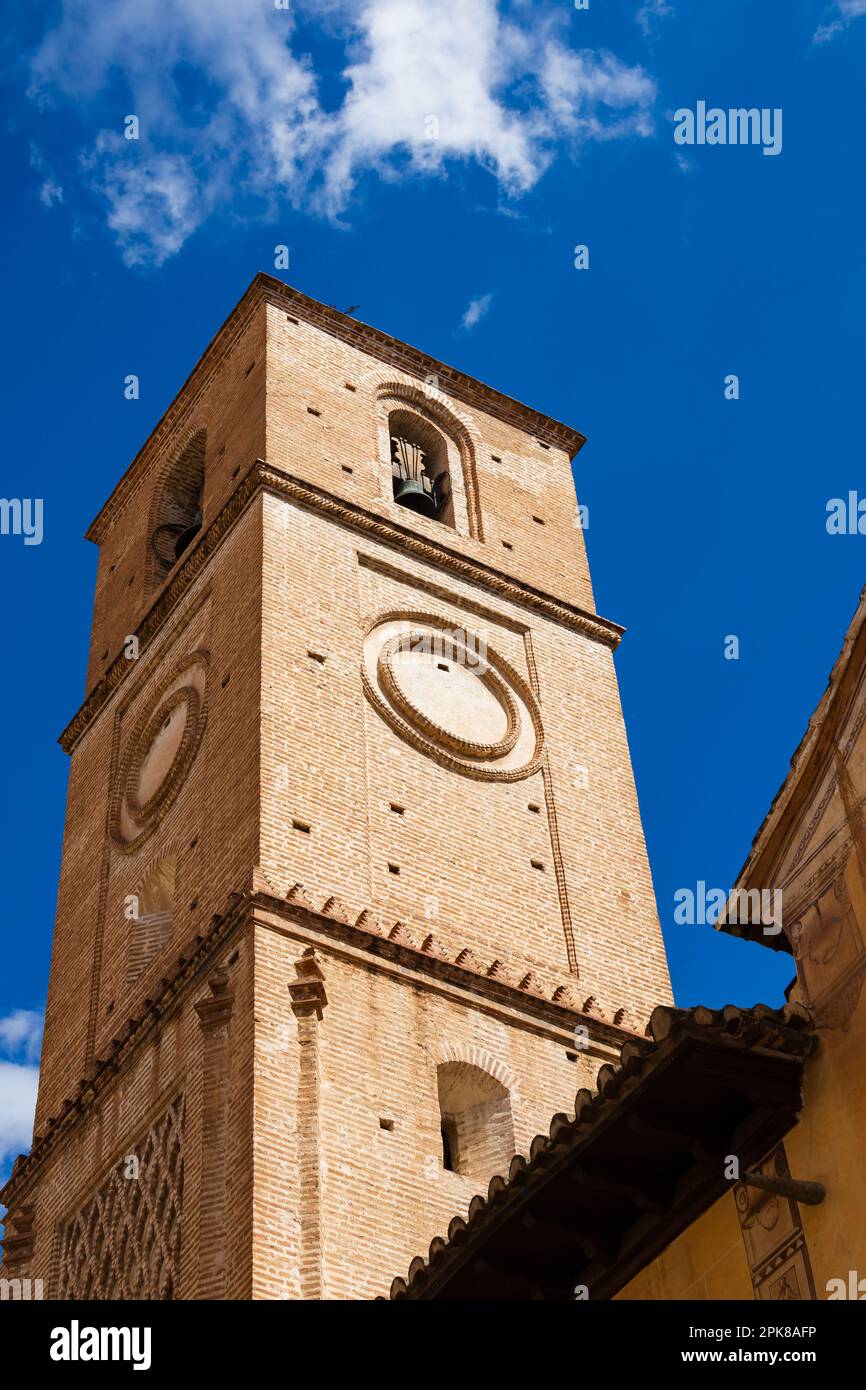 Bell tower, The Roman Catholic parish church of Parroquia Santiago Apóstol Málaga. La Iglesia de Santiago. Malaga, Andalusia, Costa del Sol, Spain Stock Photo