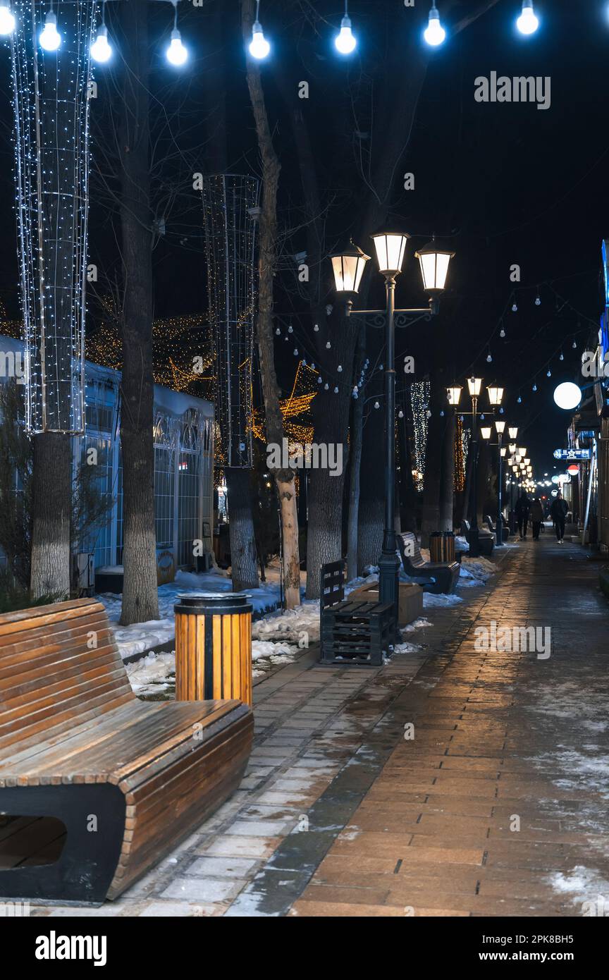 Alley lanterns benches night hi-res stock photography and images - Alamy