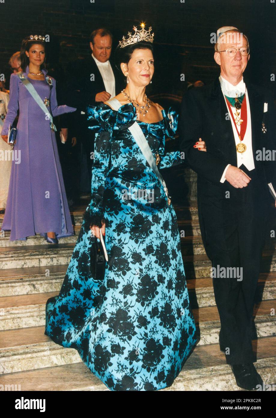 SWEDEN QUEEN SILVIA at the Nobel Banquet in Stockholm City hall Stock Photo