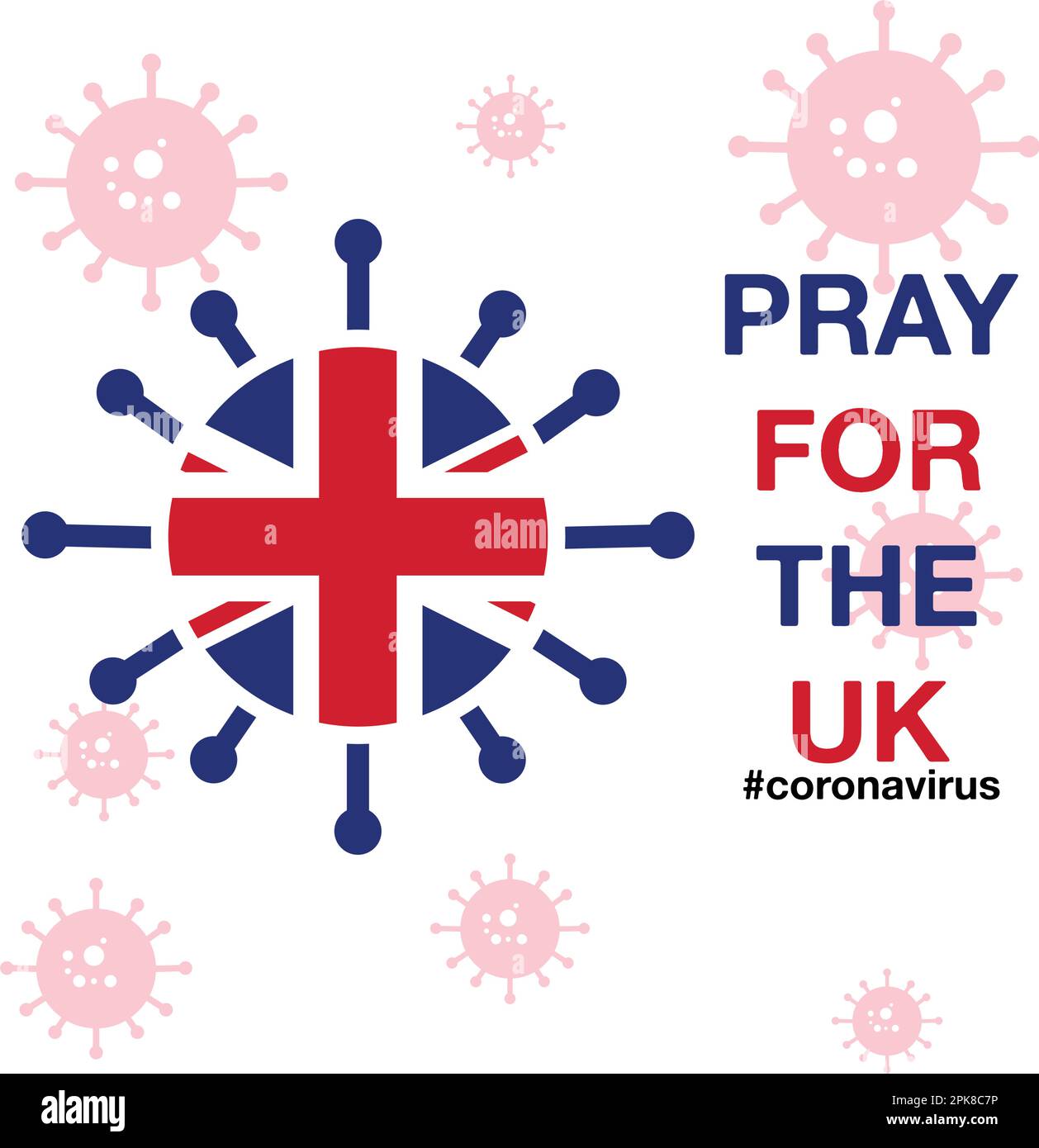 Pray for The UK, Coronavirus (Covid-19, 2019-ncov) Effect. Vector banner Sign Design. Stock Vector