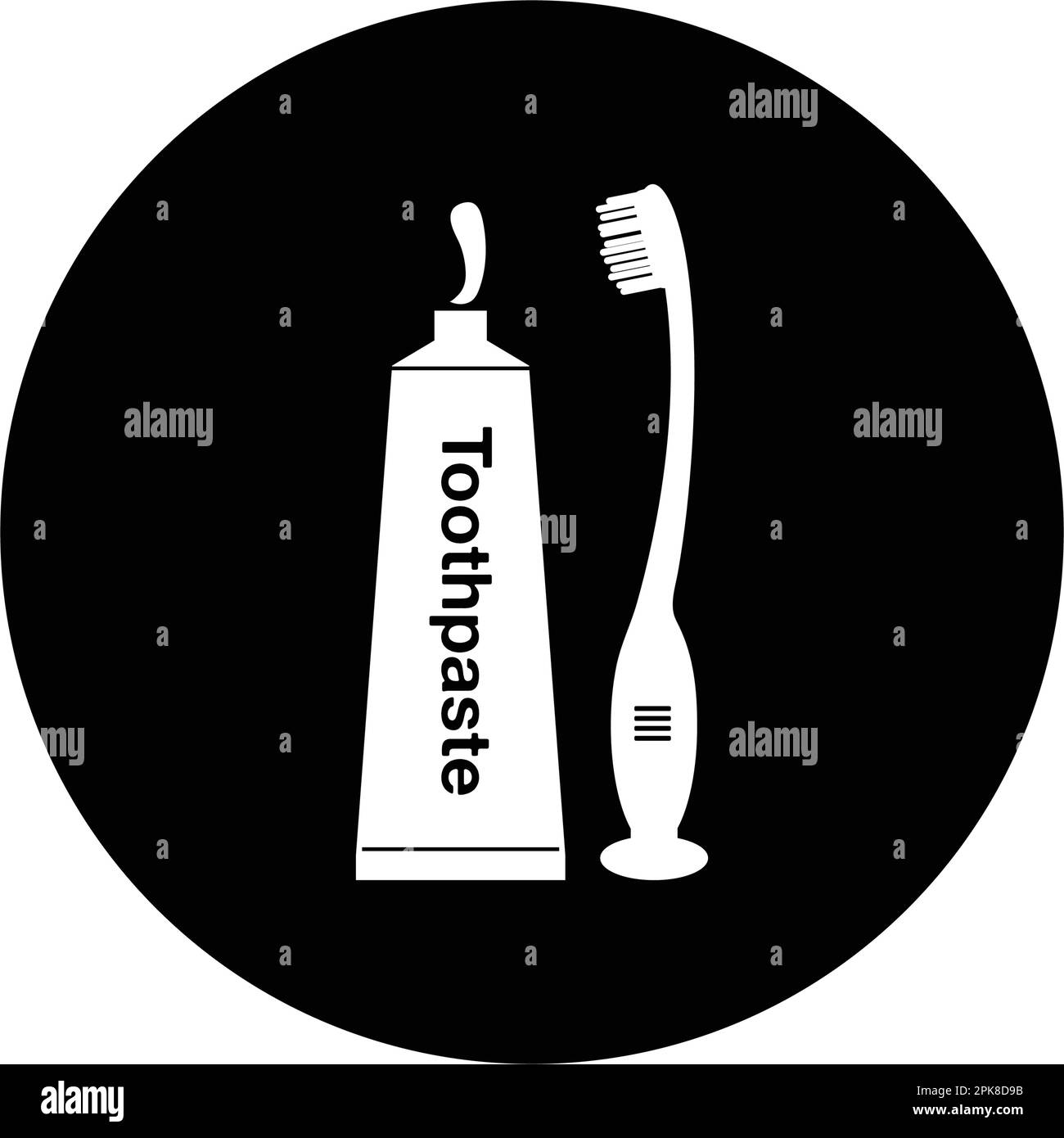 Toothbrush Toothpaste icon. Button style Vector EPS Stock Vector Image