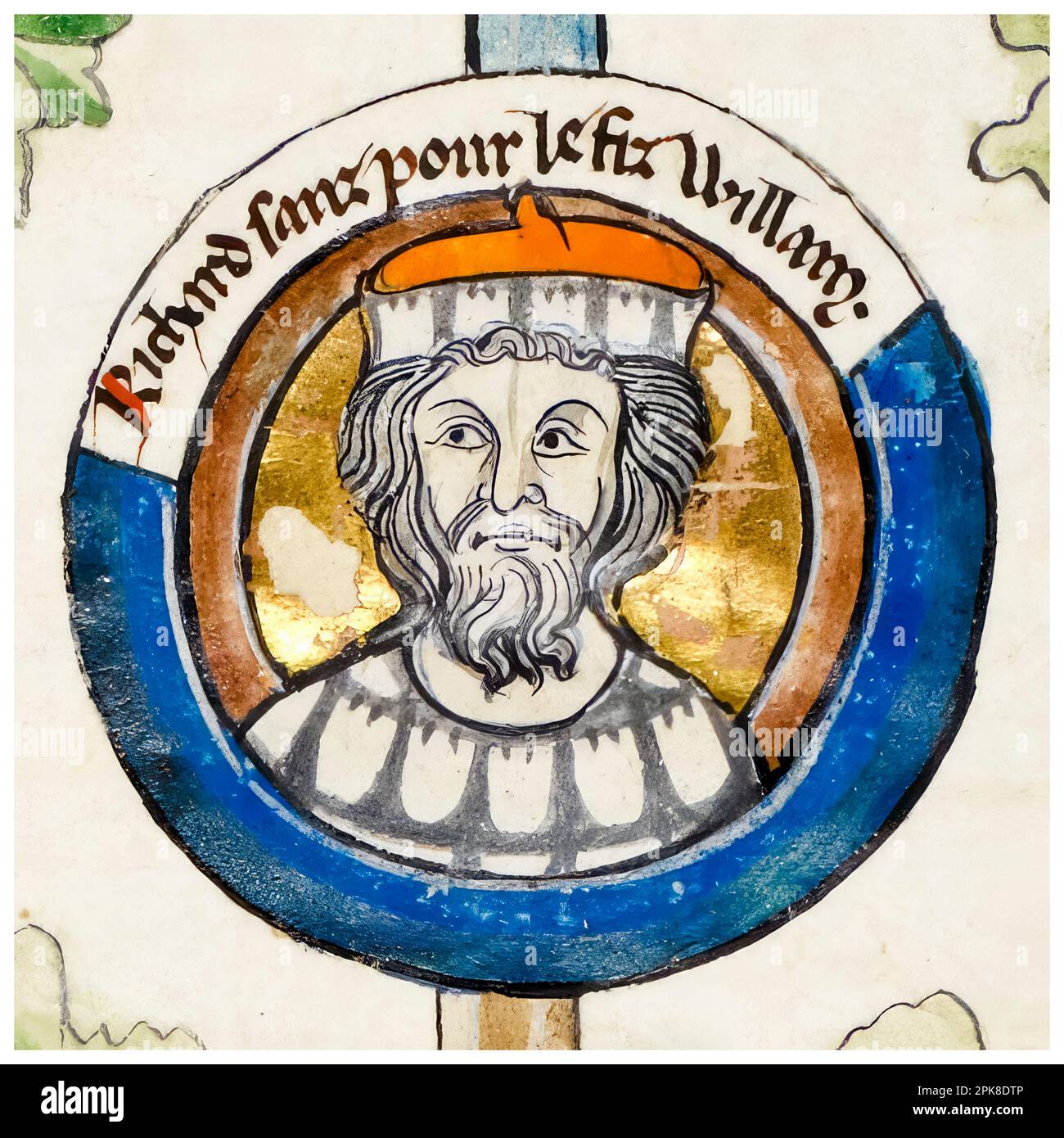 Richard I of Normandy (932-996), also known as Richard the Fearless was the Count of Rouen (942-996), illuminated manuscript portrait painting, before 1399 Stock Photo