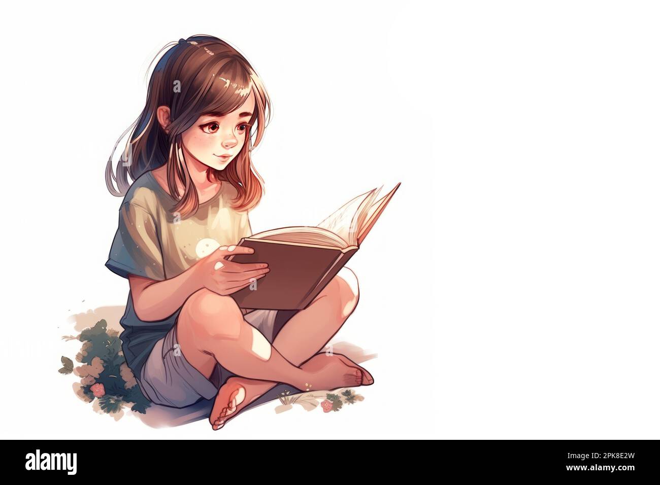 anime young woman reading a book, with her cat | Stable Diffusion