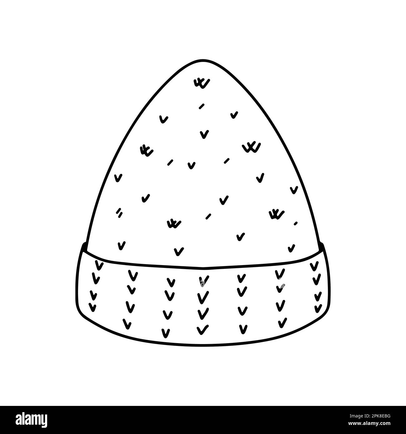 Knitted hat in hand drawn doodle style. Vector illustration isolated on