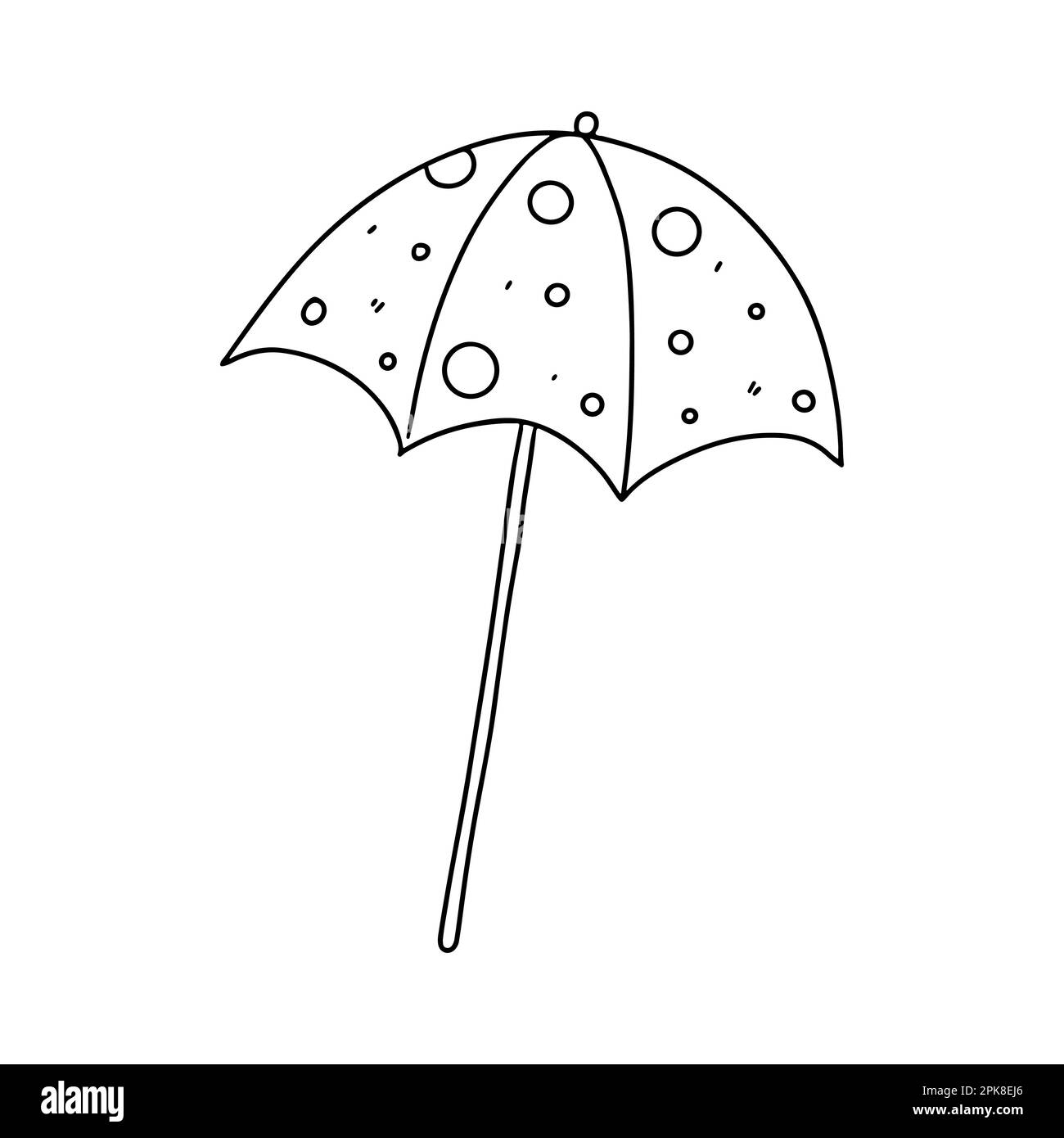 Sun umbrella in hand drawn doodle style. Vector illustration isolated