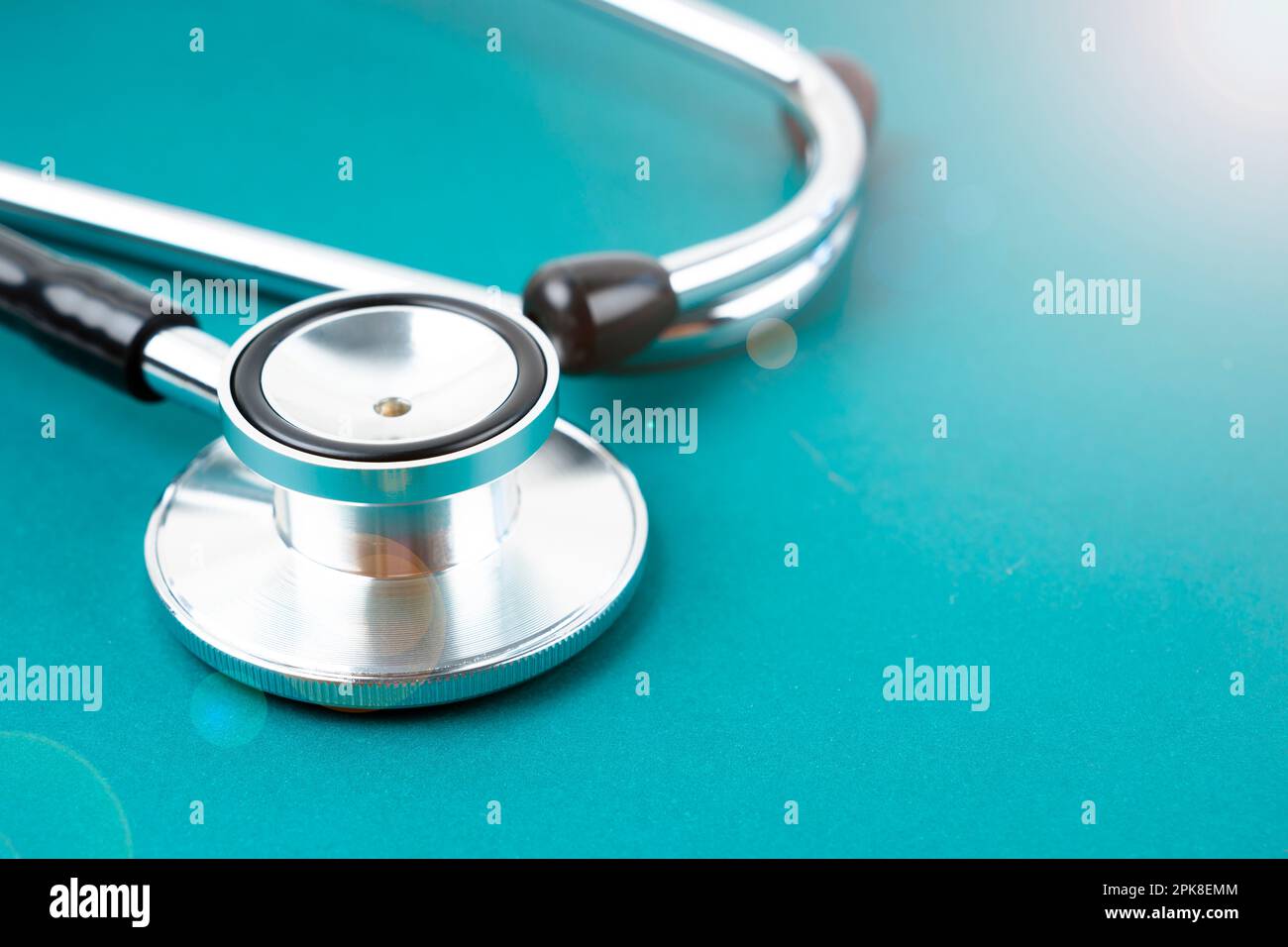 Healthcare Stethoscope Green Background Medical Stock Photo - Alamy