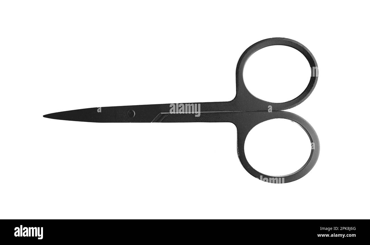 steel manicure and pedicure tools isolated on white with copy space