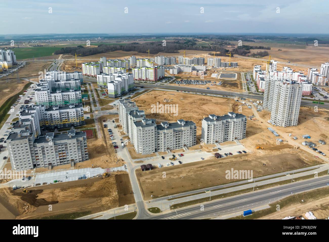 Photo inspiration: Fresh Look at Aerial Panoramic View Over Construction Of New Modern Residential Complex