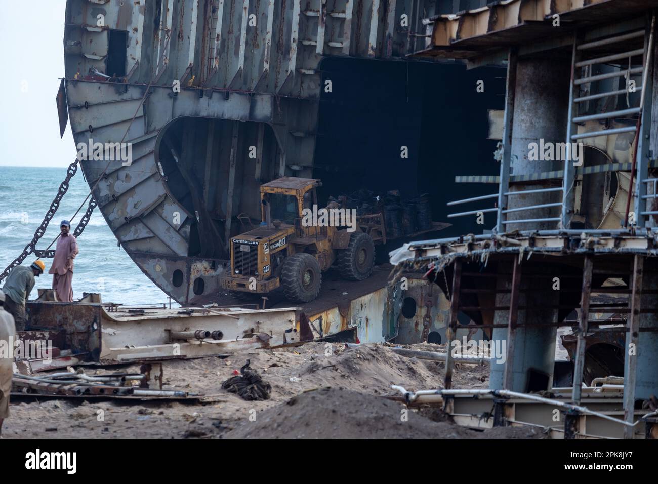 Gadani Pakistan August 2021,workers working at ship breaking yard