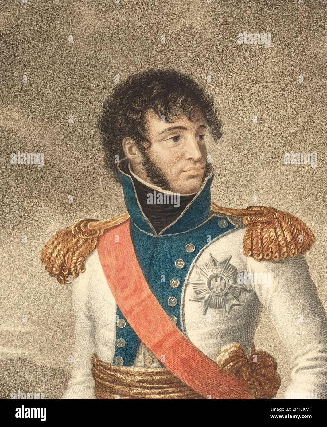 Portrait of Joachim Murat , King of Naples and Sicily, Grand Admiral of France by Louis Charles Ruotte , private collection Stock Photo