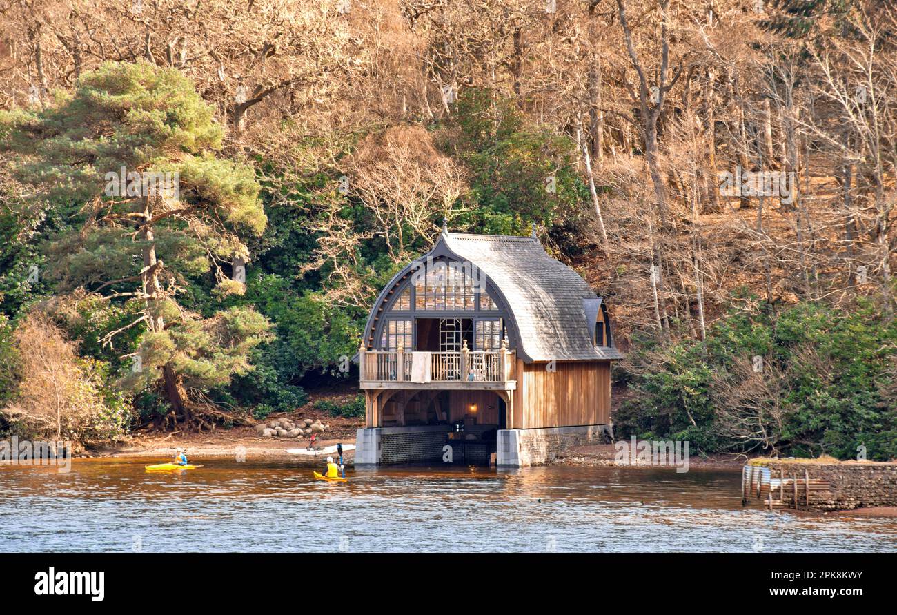 Aldourie Castle Estate Loch Ness Scotland the elaborate boat house seen