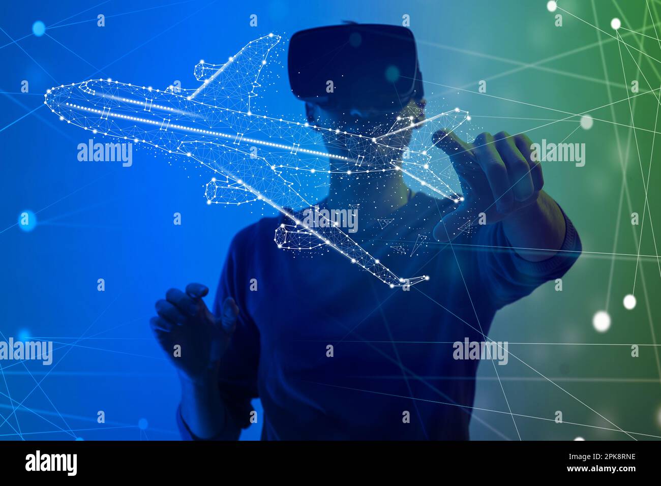 Jet Engine Augmented Reality Hologramm. Specialists Work in ...