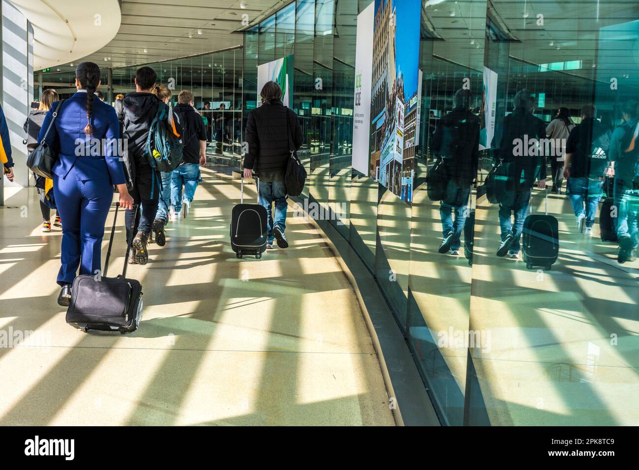 Passengers at Dublin Airport, Terminal One, Dublin, Ireland. Stock Photo
