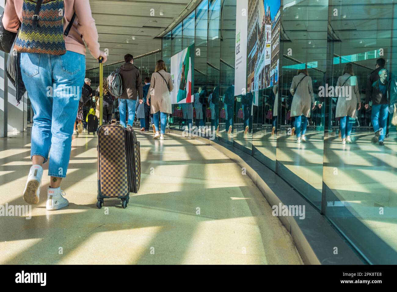 Passengers at Dublin Airport, Terminal One, Dublin, Ireland Stock Photo