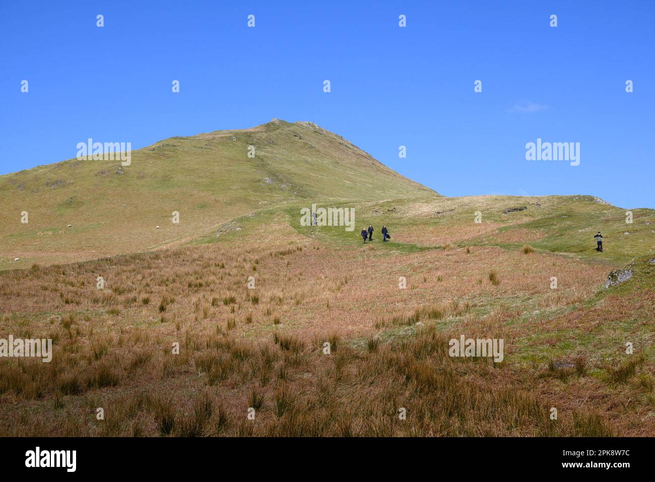 Lake District, Cumbria, UK. View from Newlands Pass looking east towards Robinson fell (early April) Stock Photo